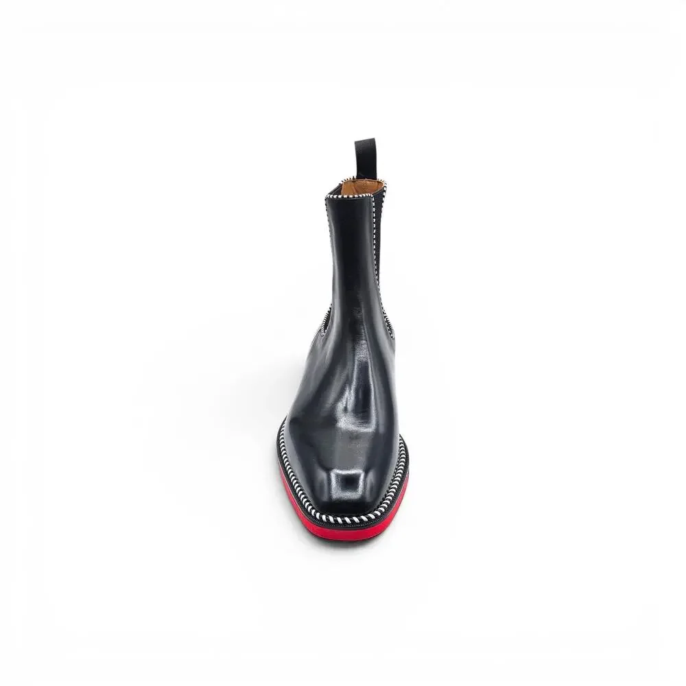 Christian Louboutin Men Leather Chelsea Boots Black EU 42 US 9 - Right Shoe